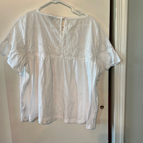 NWT J Crew Womens White Lace Mixed Media Top Size XL - Picture 2 of 5
